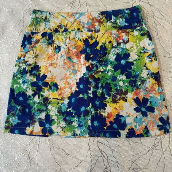 Attyre Skort Set of 2 Blue Floral Yellow  Pocket Tennis Golf Pickleball SZ 8 - Picture 3 of 11